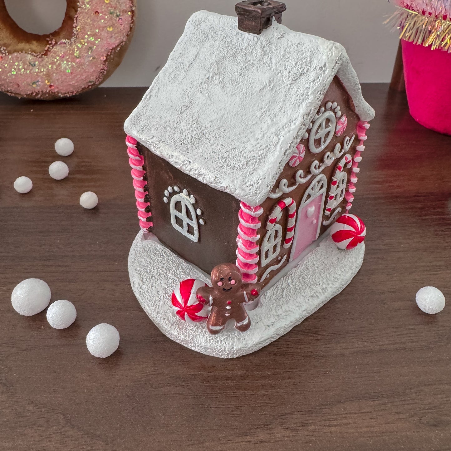 Pink Gingerbread House Incense Cone Burner