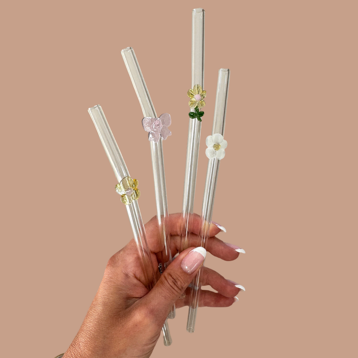 Glass Straws Daisy and Bow