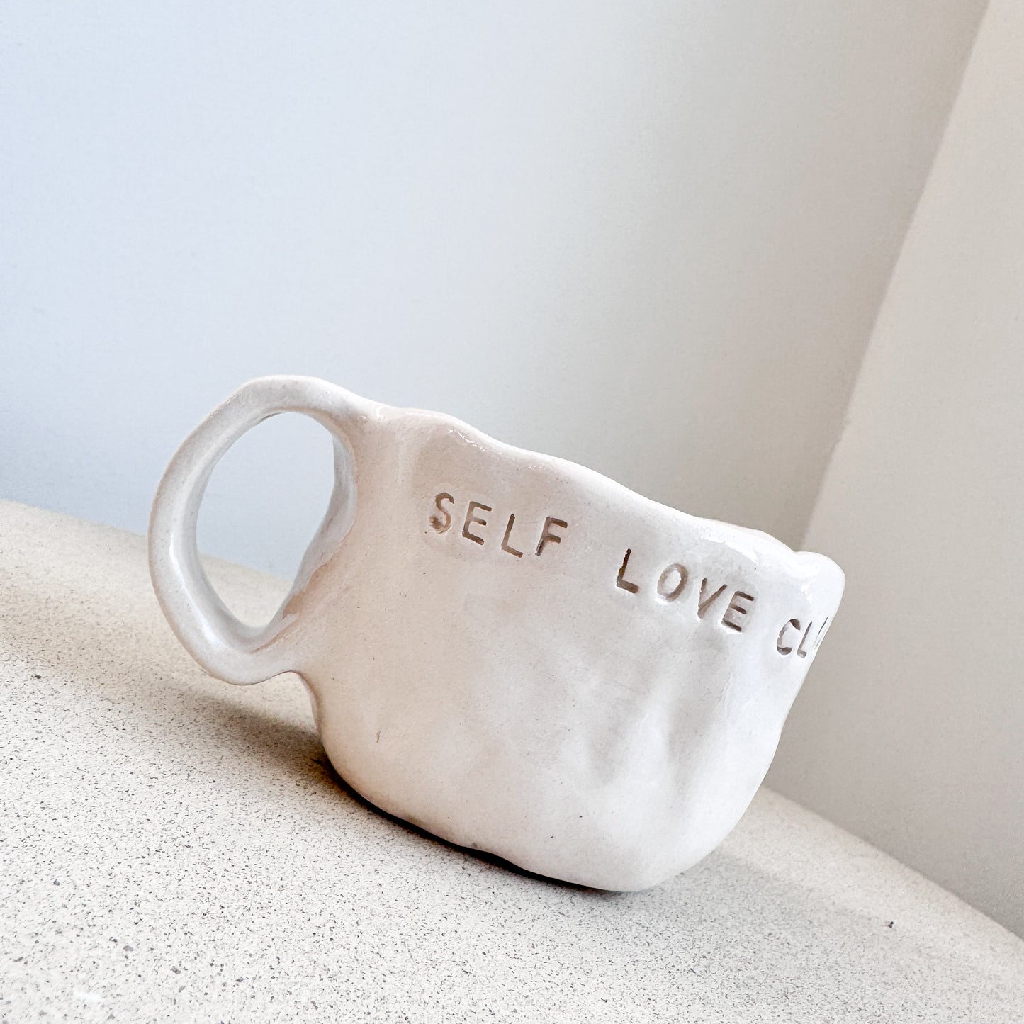 “SELF LOVE CLUB” Text Mug (Handshaped)