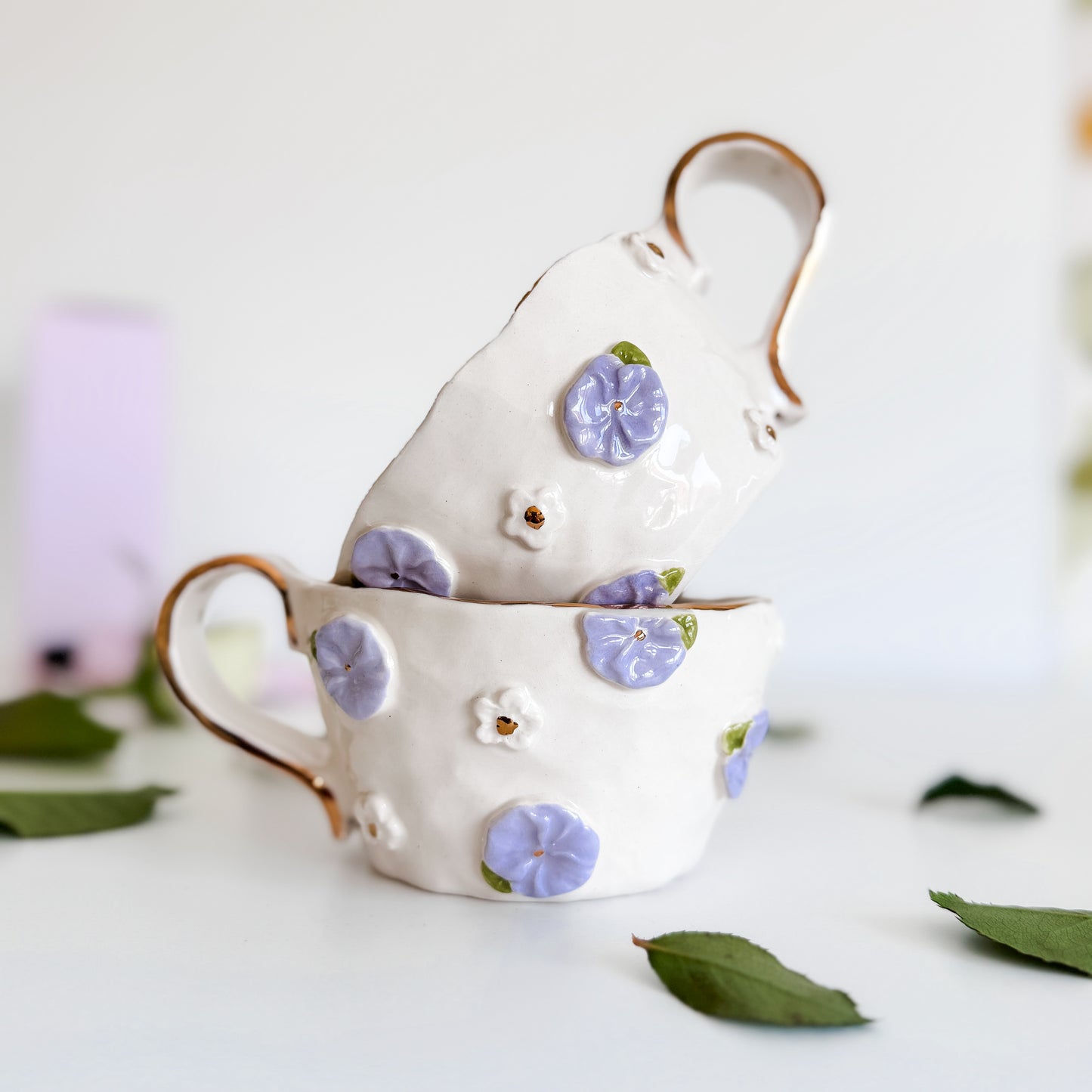 Violet Dream Floral Mug (Handshaped)