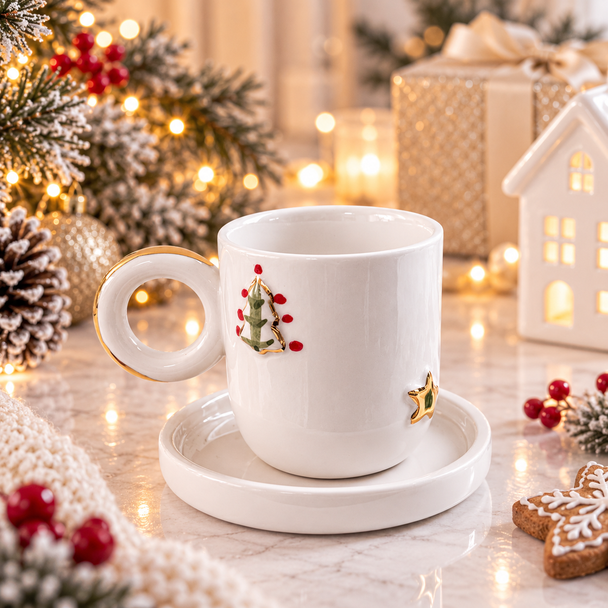 Christmas Trees And Stars cup