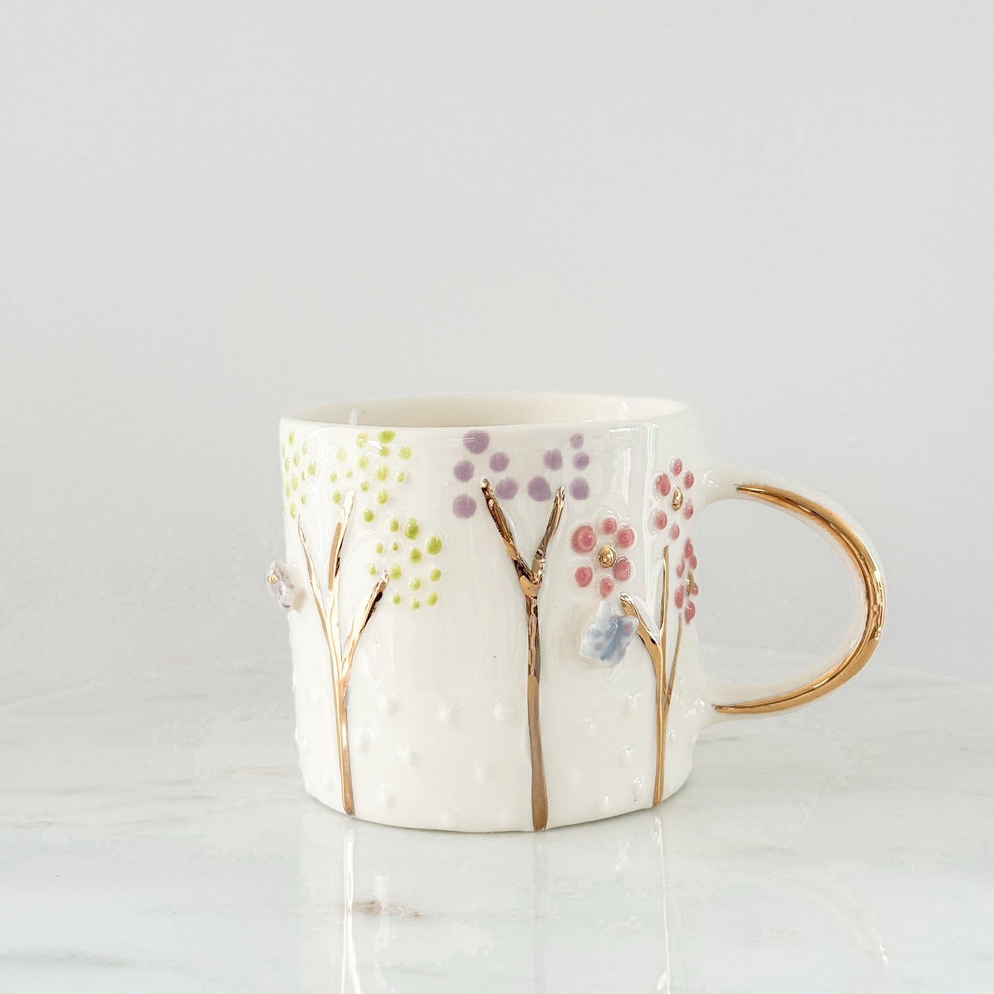 Gold Butterflies Bees Flower mug