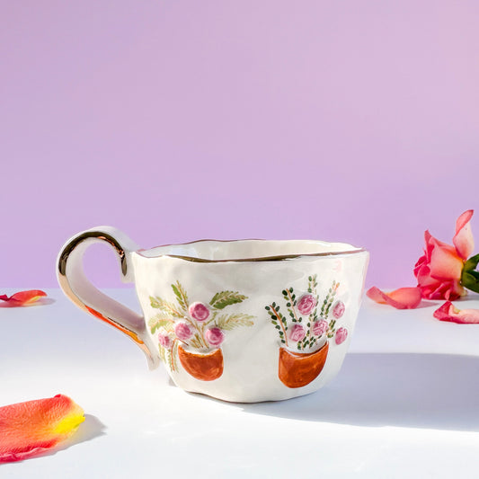 Blooming Oasis Roses Mug (Handshaped)