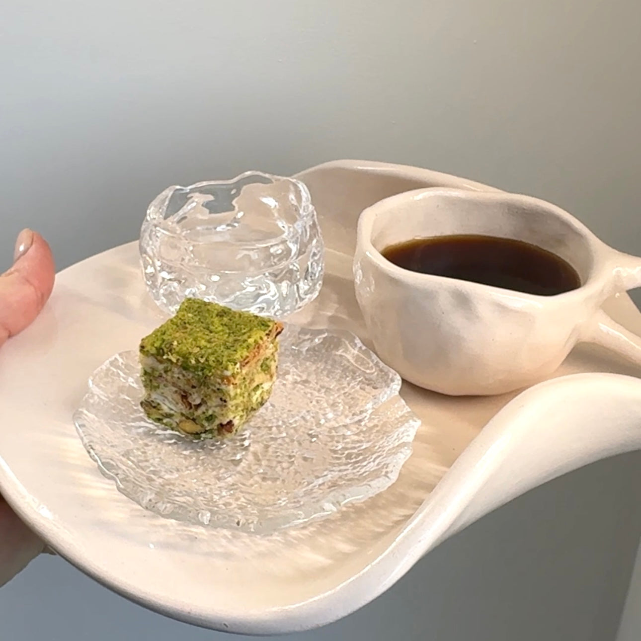 Aesthetic Clear Glass cup + saucer