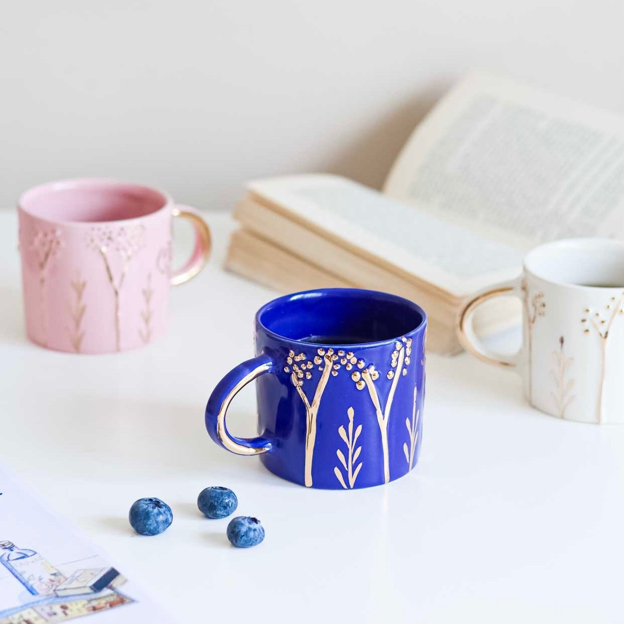 Dark Blue Flower mug