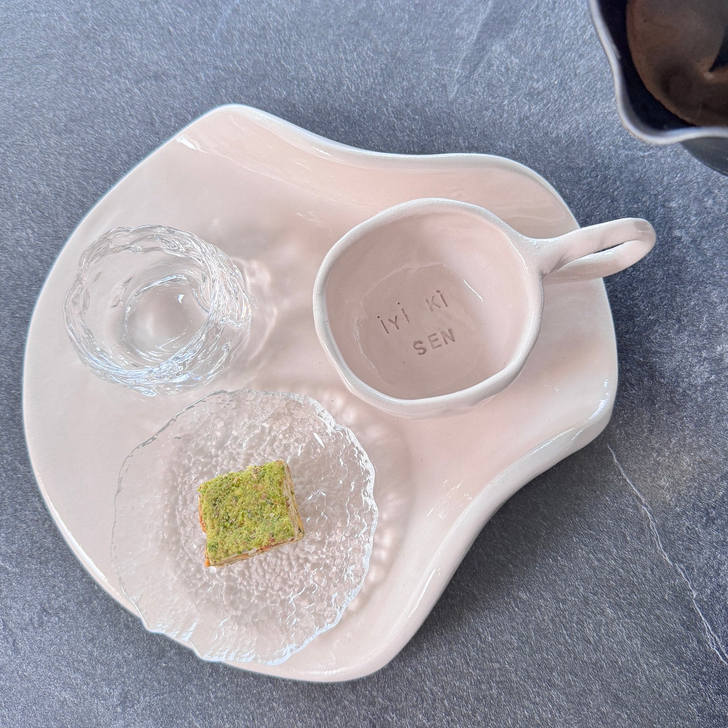 Aesthetic Clear Glass cup + saucer