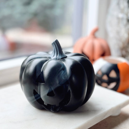 Black Pumpkin Jack-o-Lantern Halloween Incense Cone Holder