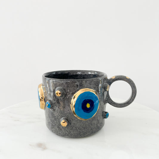 Round Nazar Eyes Grey mug