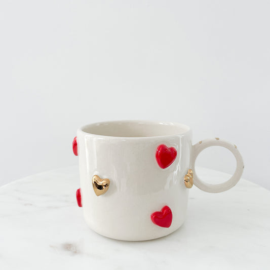 Red Gold Hearts mug