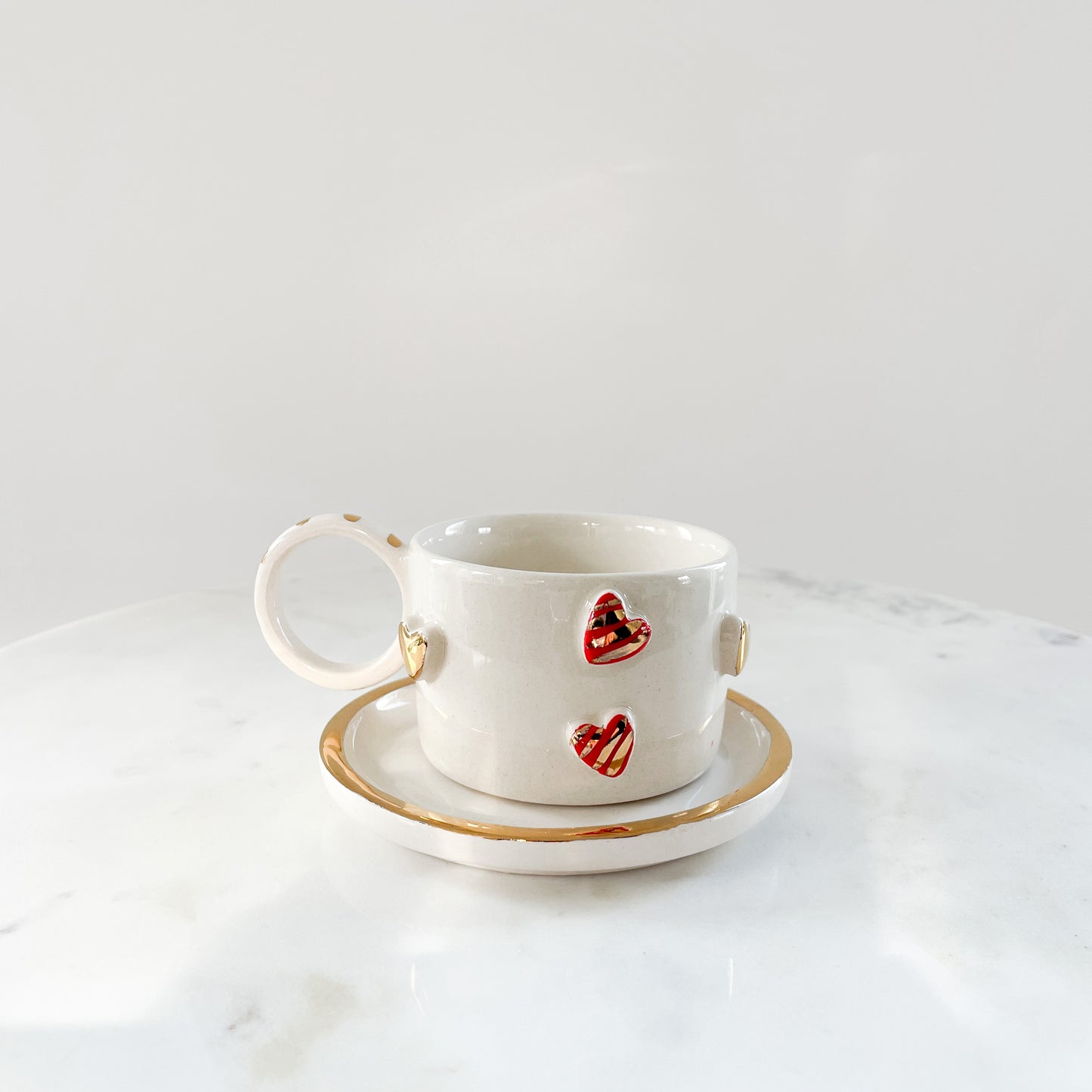 Gold Red Hearts Cup