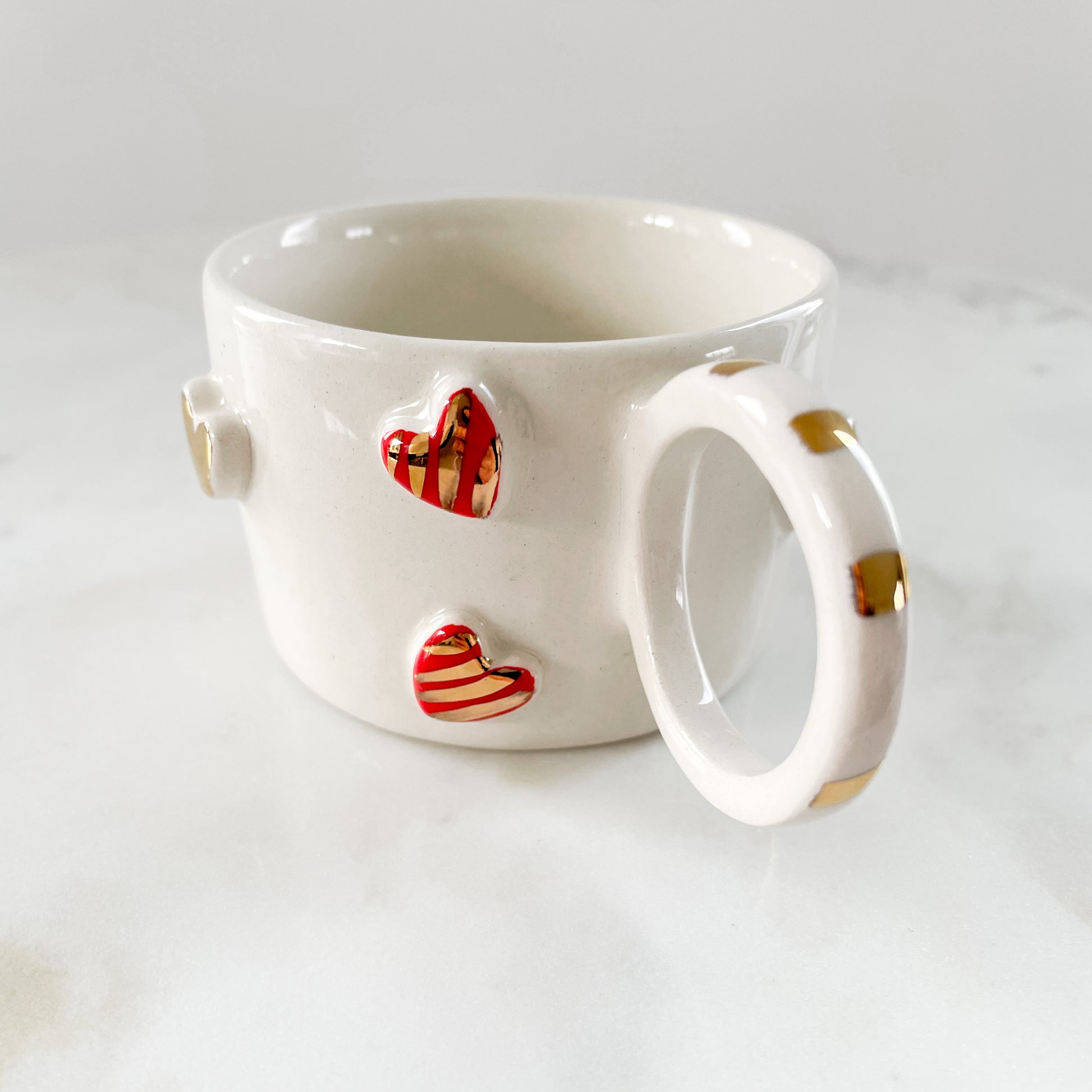 Gold Red Hearts Cup