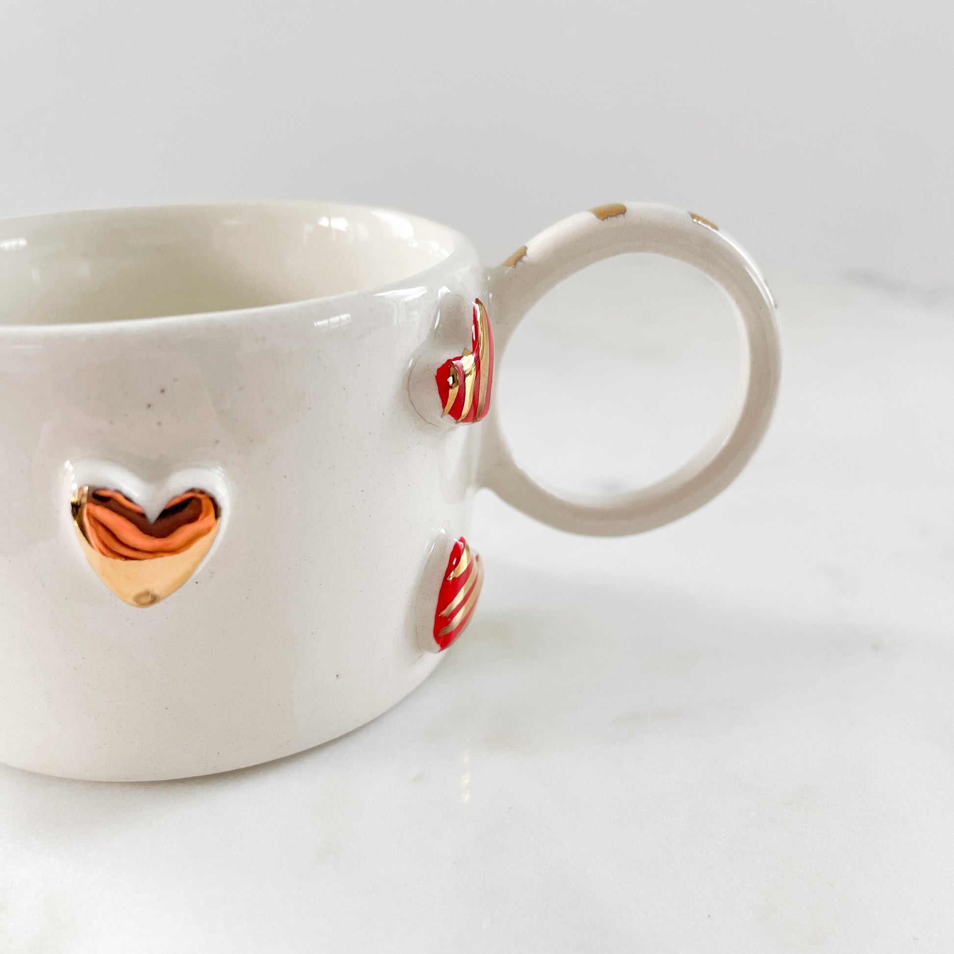 Gold Red Hearts Cup